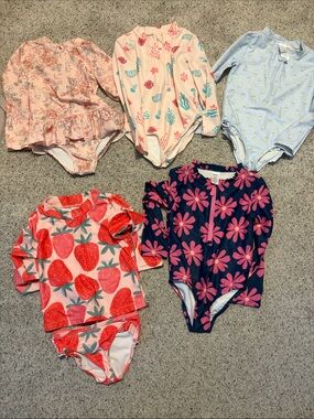 Toddler 4T Girl Long Sleeve Swimsuit Bundle of 5